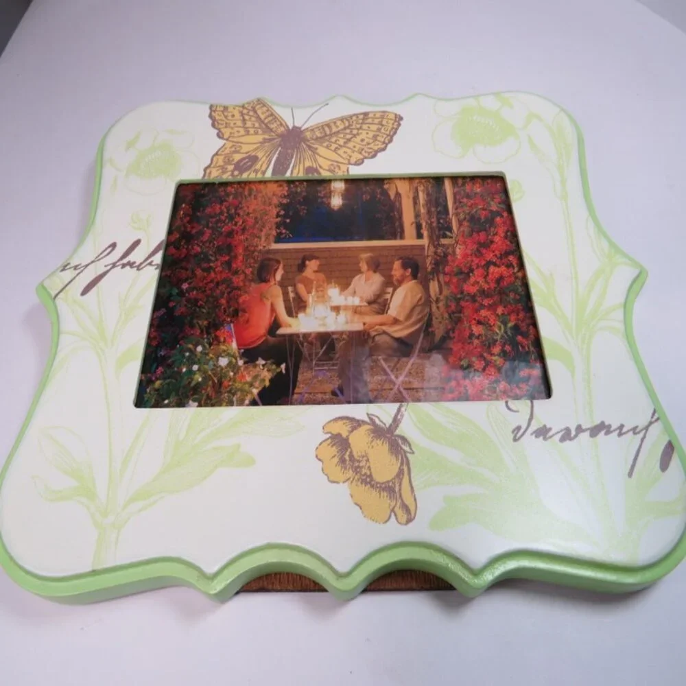 Orange Lime Green Floral Butterfly Picture Frame